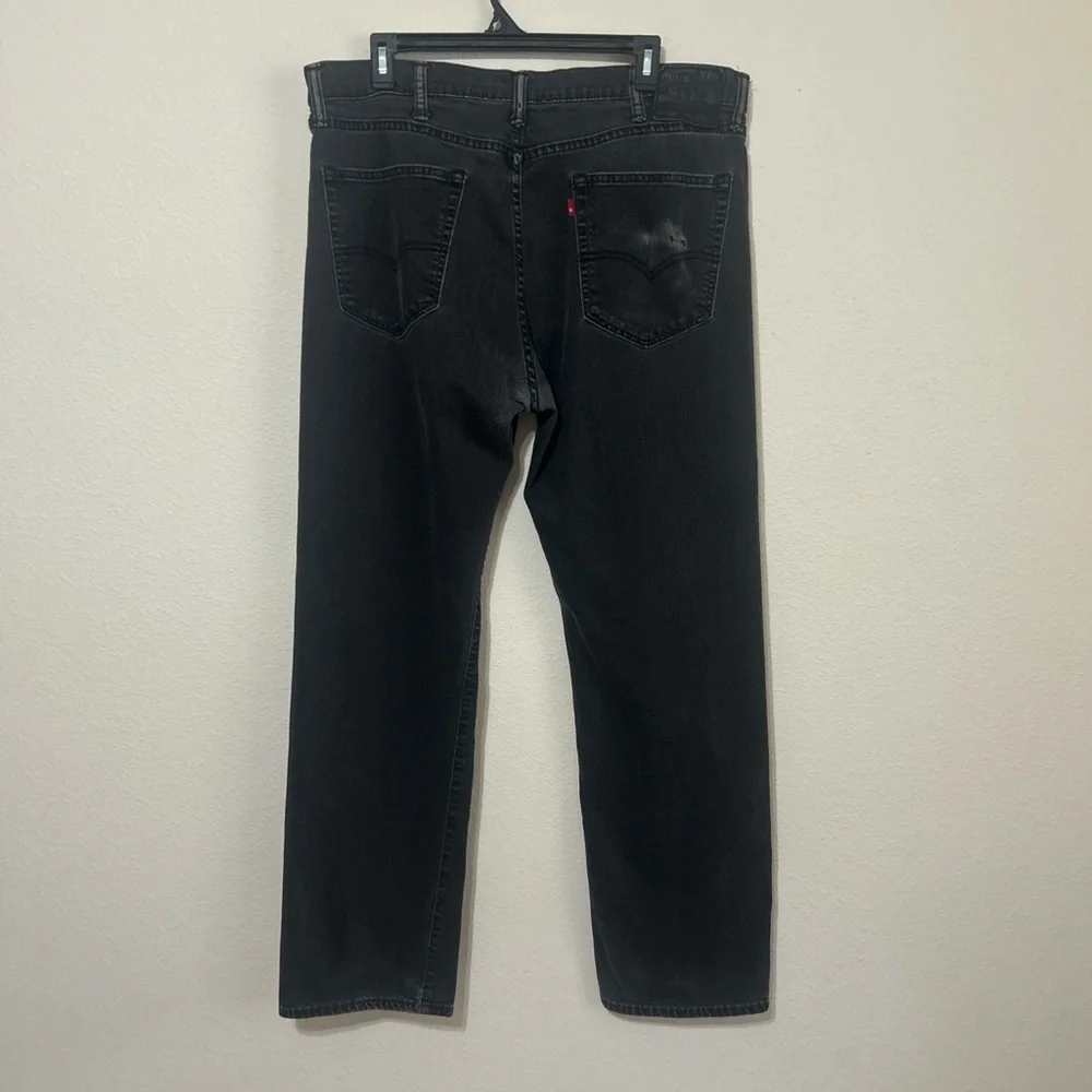Distressed Levi’s 505 Regular Fit Straight Leg Black Denim Jeans W38 L32 - Picture 5 of 8